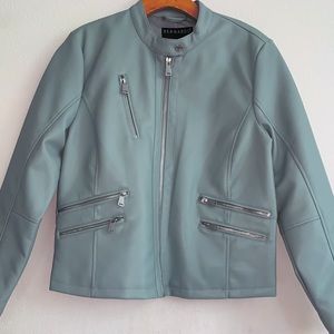 New Bernardo Faux LeatherJacket Women’s Size M Light Blue Moto Bike Sports Short